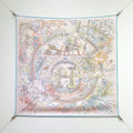 HM 26s 90 Double Sided Scarf Light Pink Blue Colorful Mulberry Silk 145750