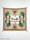 HM Carrick a Pompe Scarf 90x90 Beige Colorful Twill Silk 212035