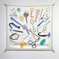 HM 26ss Double Sided Scarf 90 White Colorful Twill Silk 134427