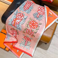HM 26ss Amazon Scarf 90 Pink Colorful Twill Silk 126323