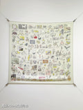 HM Carré Libre Scarf 90x90cm White Colorful Twill Silk 304589