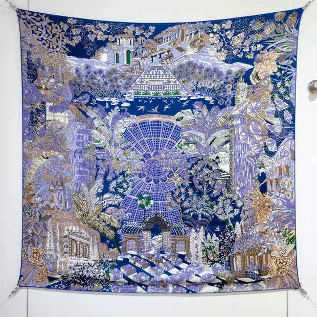 HM 26ss Amazon Scarf 140 Purple Colorful Twill Silk 126338