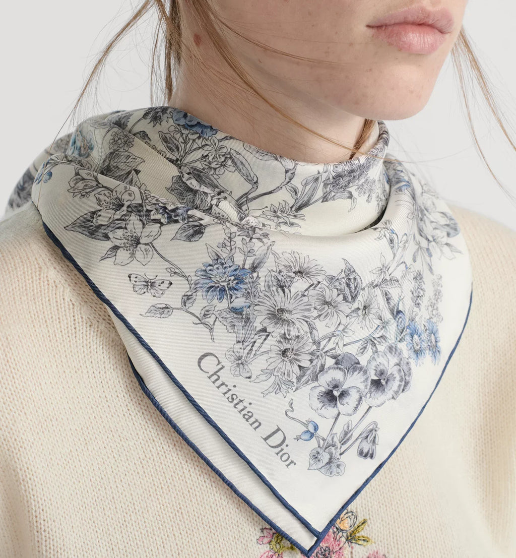 CD Star Scarf 90x90 Blue Colorful Twill Silk 219475