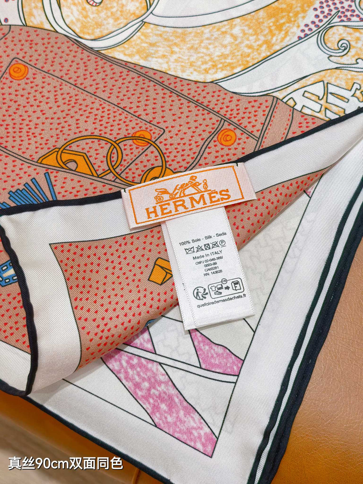 HM Rendez-Vous Chez Scarf 90x90 Pink Colorful Twill Silk 212040