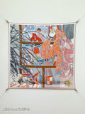 HM Rendez-Vous Chez Scarf 90x90 Orange Colorful Twill Silk 212042