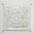 HM 26s 90 Double Sided Scarf White Gray Colorful Mulberry Silk 145752