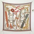 HM 26ss Double Sided Scarf 140 Black Beige Colorful Cashmere Silk 132453