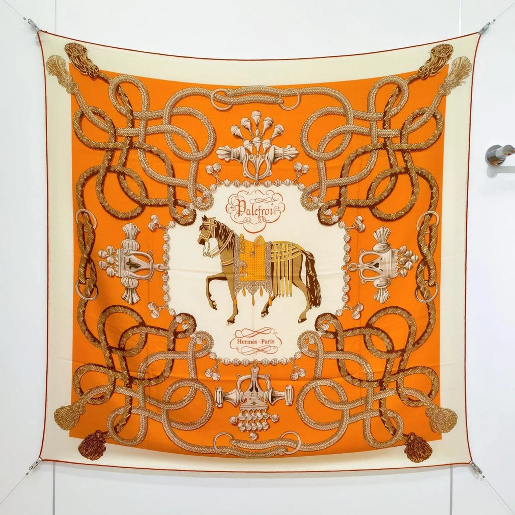 HM 26ss Double Sided Scarf 90 Orange Beige Cashmere Silk 132456