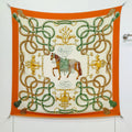 HM 26ss Double Sided Scarf 90 Orange Green Beige Cashmere Silk 132455