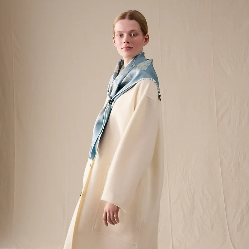 HM Bouquet Final Scarf 90x90cm Light Blue Colorful Silk Twill 209958