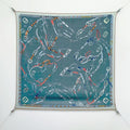 HM 26ss Sweet Saddle Scarf 90 Blue Colorful Twill Silk 132421
