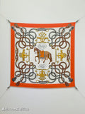 HM Palefroi Scarf 90x90cm White Colorful Silk Twill 209958
