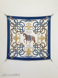 HM Palefroi Scarf 90x90cm Dark Blue Colorful Silk Twill 209962