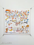 HM Le Pommier Sellier Scarf 90x90cm White Silk Twill 223457