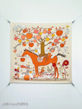 HM Le Pommier Sellier Scarf 90x90cm Beige Silk Twill 223461