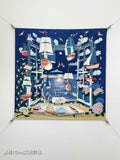 HM Poetic Journey Scarf 90x90cm Dark Blue Colorful Silk Twill 209969