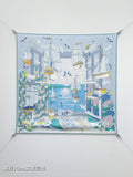 HM Poetic Journey Scarf 90x90cm Light Blue Colorful Silk Twill 209970