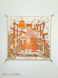 HM Poetic Journey Scarf 90x90cm Orange Colorful Silk Twill 209971