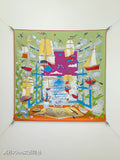HM Poetic Journey Scarf 90x90cm Green Colorful Silk Twill 209972