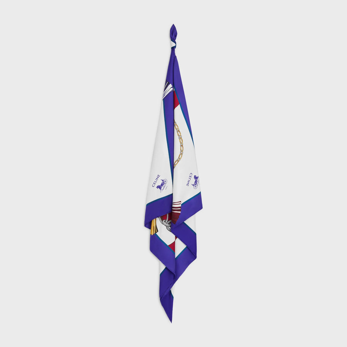 Celine 90x90cm Scarf  Navy Blue Colorful Silk Twill 209977