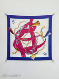 Celine 90x90cm Scarf  Navy Blue Colorful Silk Twill 209977