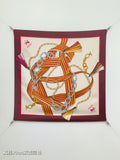 Celine 90x90cm Scarf Burgundy Colorful Silk Twill