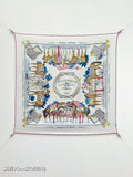 HM Equipements a Cheval sur l'Elegance Scarf 90x90 Light Blue Colorful Twill Silk 212047