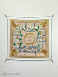HM Equipements a Cheval sur l'Elegance Scarf 90x90 White Colorful Twill Silk 212049