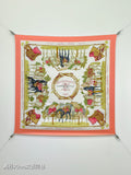 HM Equipements a Cheval sur l'Elegance Scarf 90x90 Pink Colorful Twill Silk 212051