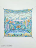 HM City of Light Scarf 90x90 Light Blue Colorful Twill Silk 198475