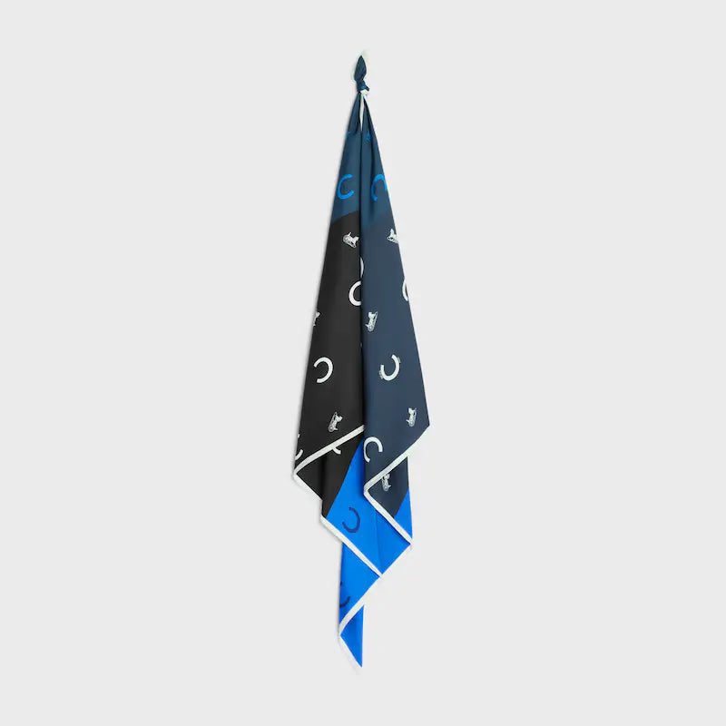 Celine Scarf 90x90 Blue Black Twill Silk 212080