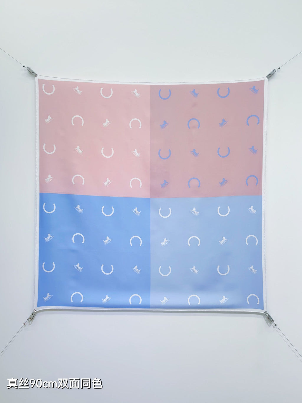 Celine Scarf 90x90 Blue Pink Twill Silk 212081