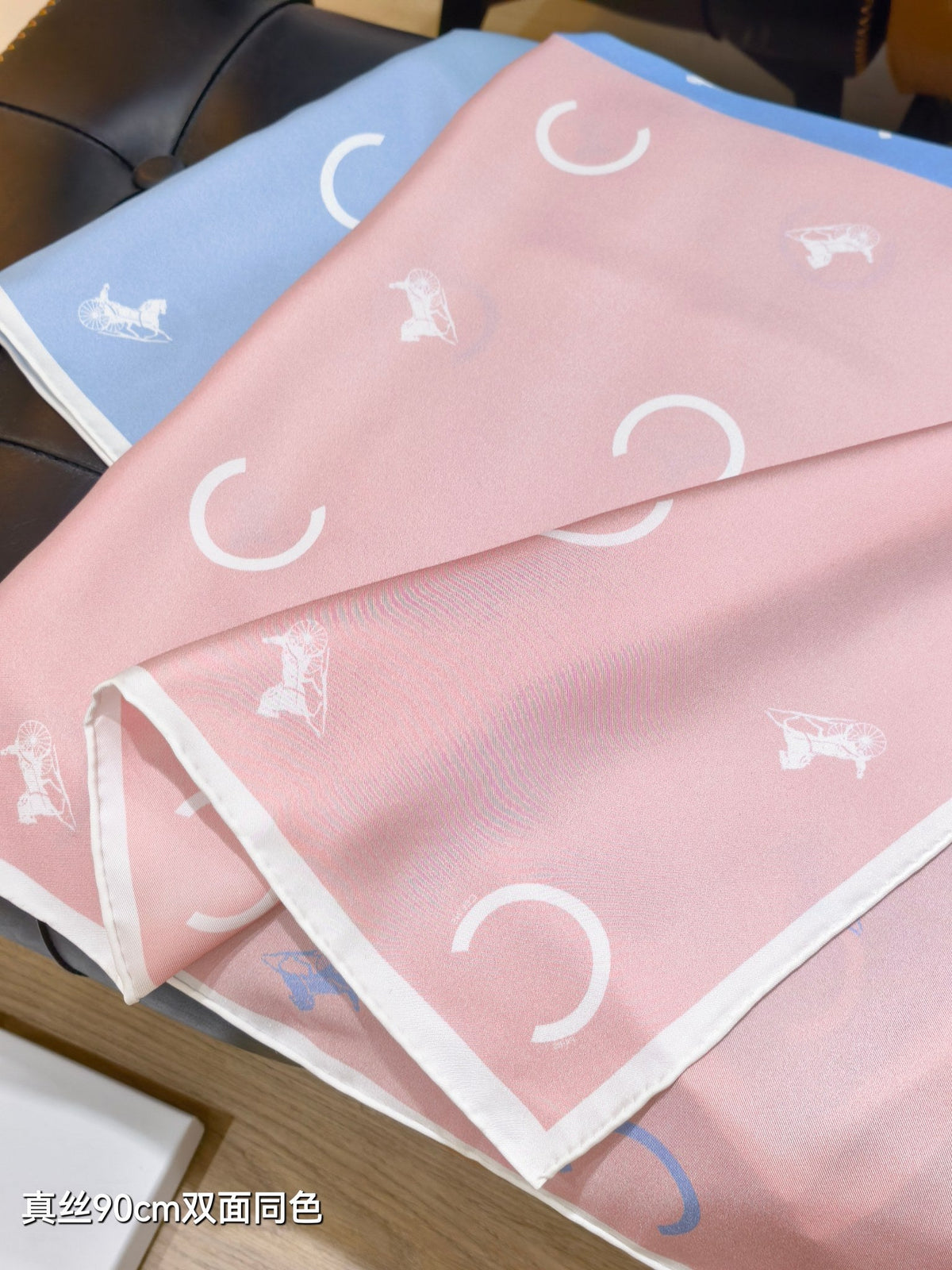 Celine Scarf 90x90 Blue Pink Twill Silk 212081
