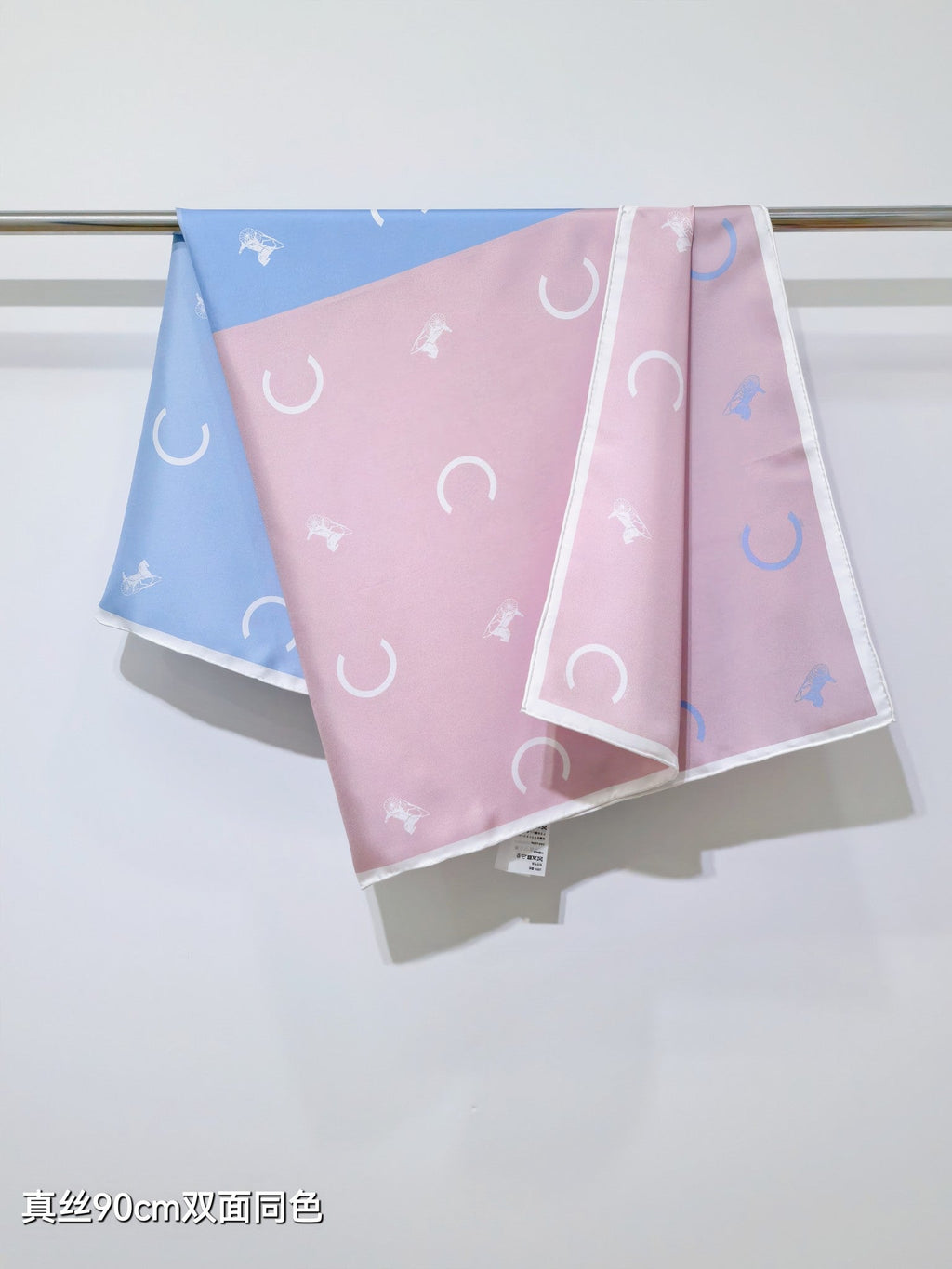 Celine Scarf 90x90 Blue Pink Twill Silk 212081
