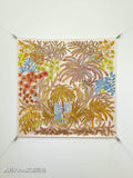HM Le Jardin des Peintres Double Face Scarf 90x90cm Yellow Colorful Silk Twill 223471
