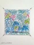HM Le Jardin des Peintres Double Face Scarf 90x90cm Blue Colorful Silk Twill 223475