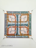 HM Mors à Jouets Chemise Scarf 90x90cm Brown Colorful Silk Twill 223479