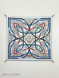 HM Harnais Legendaire Scarf 90x90 Blue Colorful Twill Silk