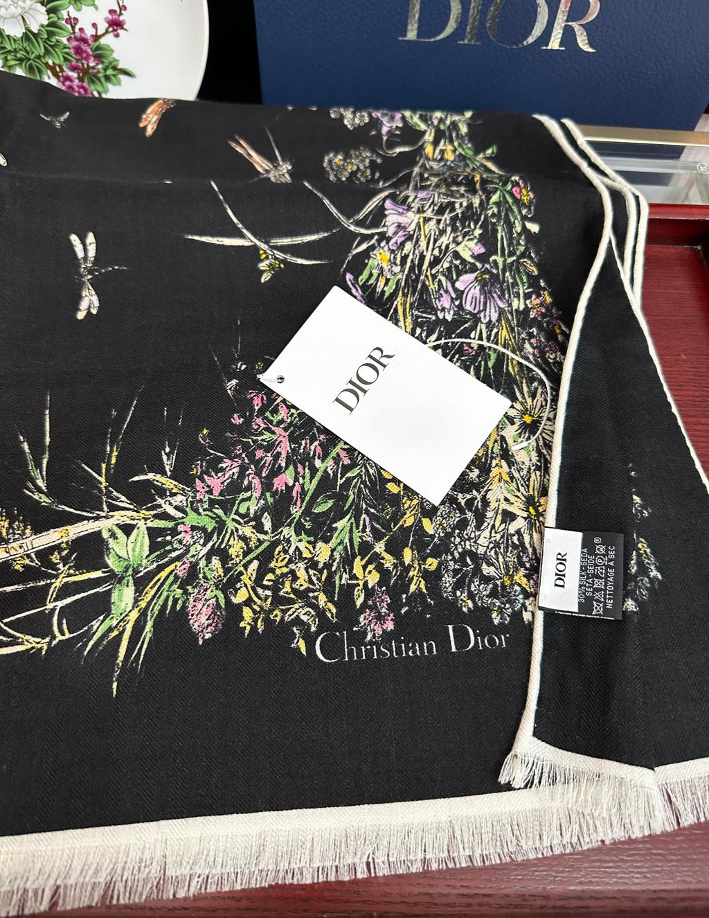 CD Double-Sided Scarf 185cm Black Multicolor Cashmere 153118