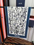 CD Double-Sided Chardons Scarf 185cm White Dark Blue Cashmere 271210