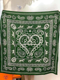 HM Cheval de Coeur Bandana Scarf 140*140cm Gren Cashmere Silk 286289