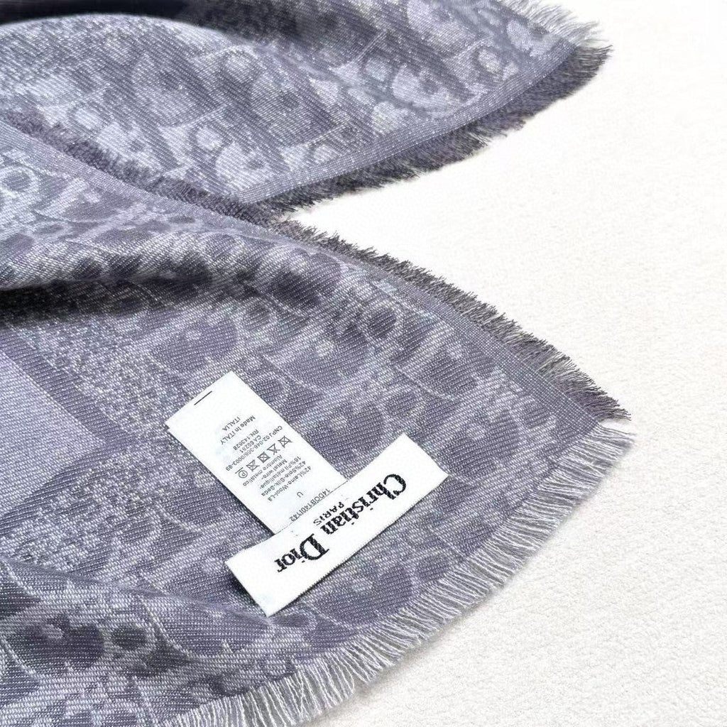 CD Monogram Scarf 140CM Dark Grey Cashmere