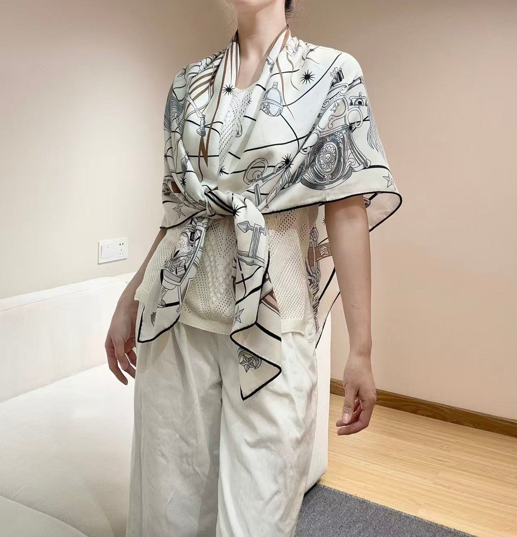 HM Creative Origins Scarf 135CM White Cashmere Silk 969434
