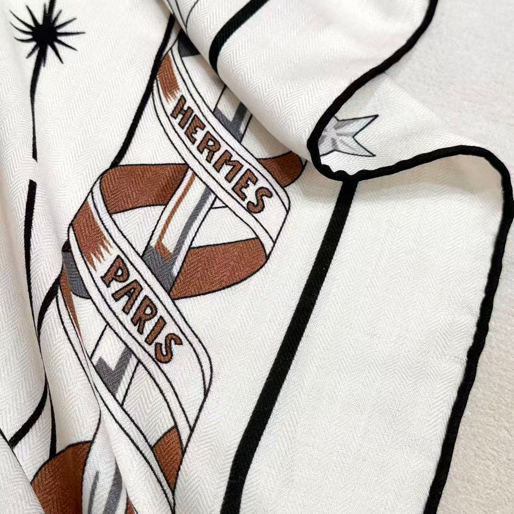 HM Creative Origins Scarf 135CM White Cashmere Silk 969434