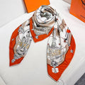 HM Creative Origins Scarf 135CM Orange White Cashmere Silk 969436