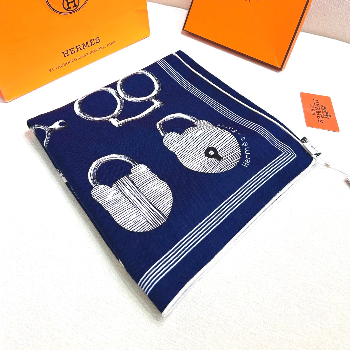 HM Creative Origins Scarf 135CM Blue Cashmere Silk 969423