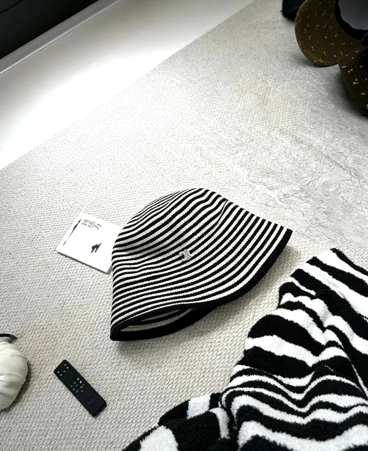 Celine Black And White Striped Bucket Hat 212908