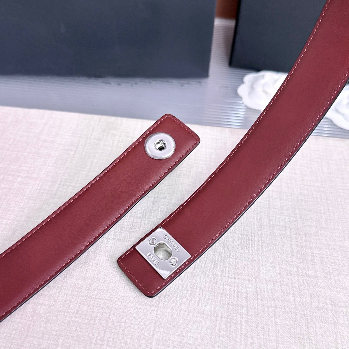 CC Fall Winter 2026 3cm Belt Black Sliver Caviar Leather