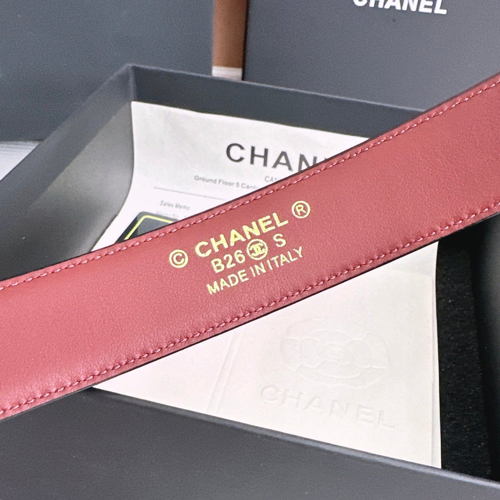 CC Fall Winter 2026 3cm Belt Black Gold Caviar Leather