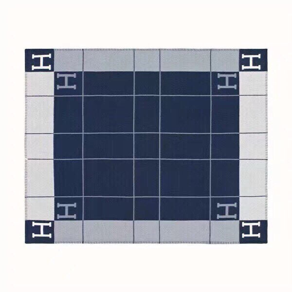 HM Blanket Dark Blue White Wool Cashmere
